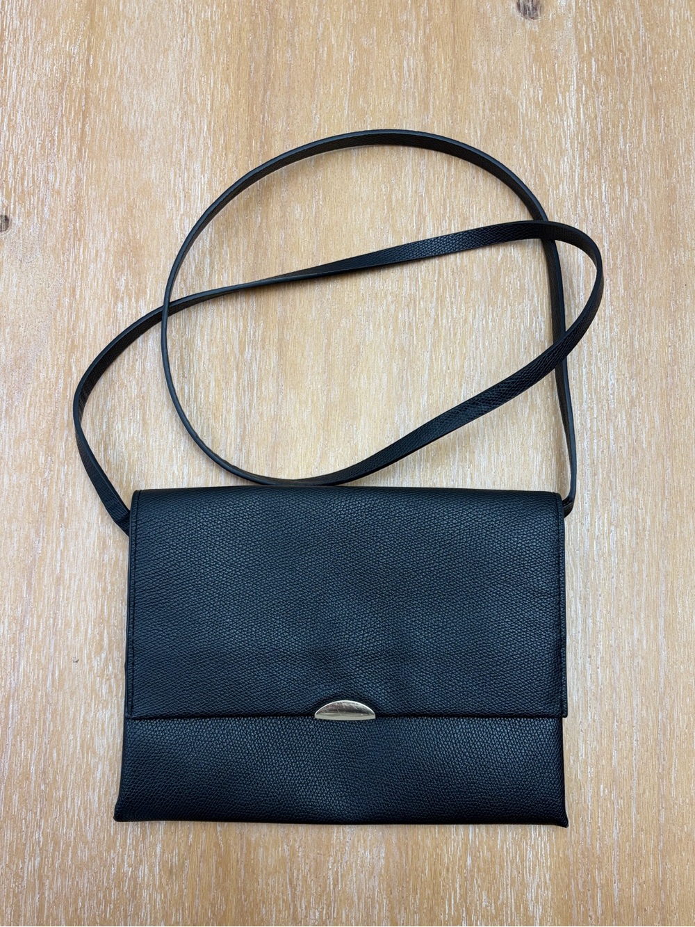 H&M Small Black Pebbled Crossbody Bag with Gold Accent